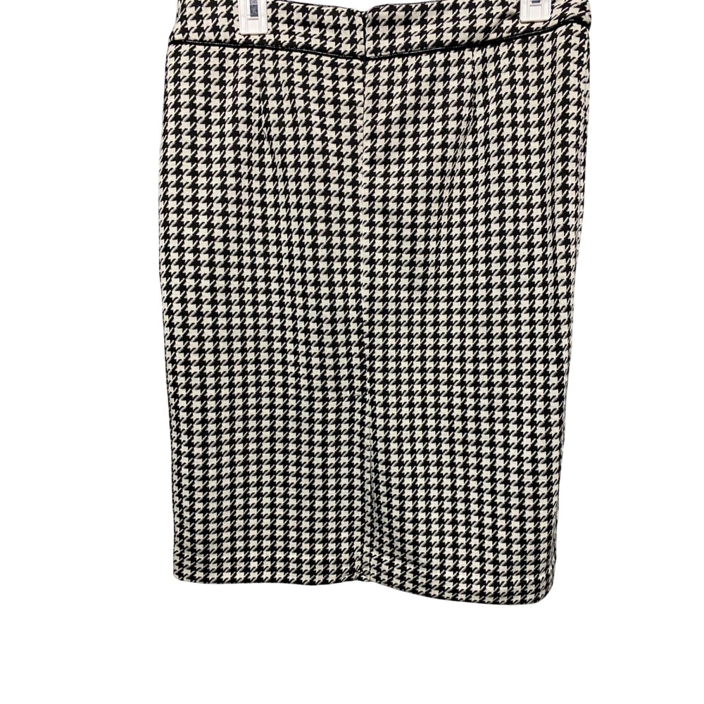 Carole Little Houndstooth Pencil Skirt‎ Black White Faux Leather Trim Size 10 - Picture 2 of 8